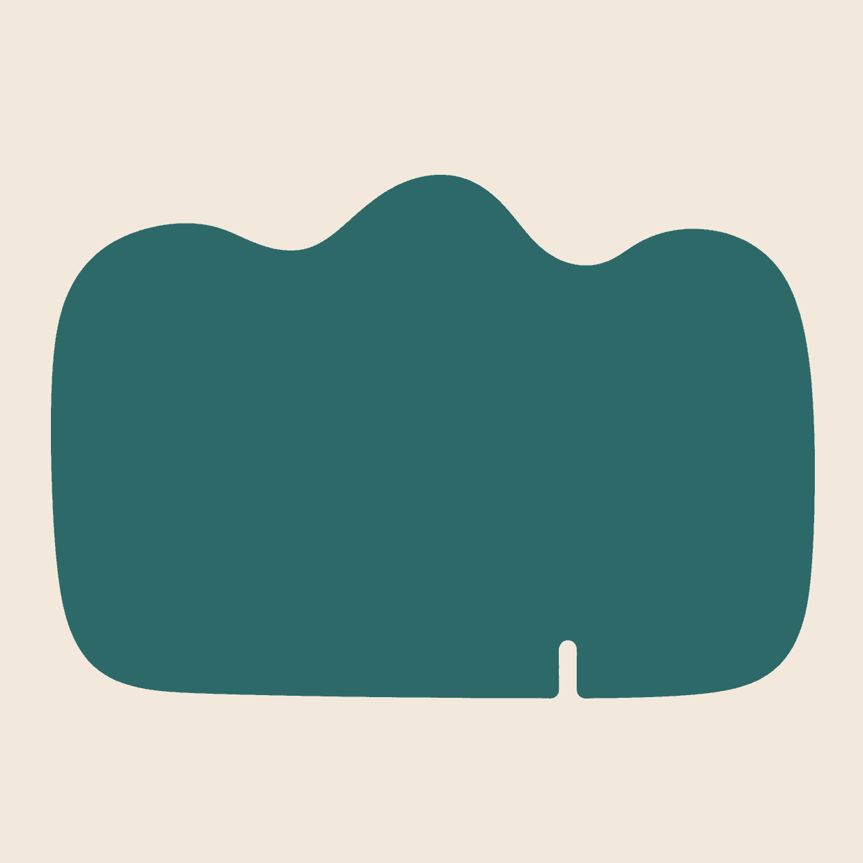 Deep-teal field with three rises and a precise lower notch